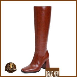 Knee High Boots Chunky Heel Square Toe Tall Boots Elegant Classic Versatile
